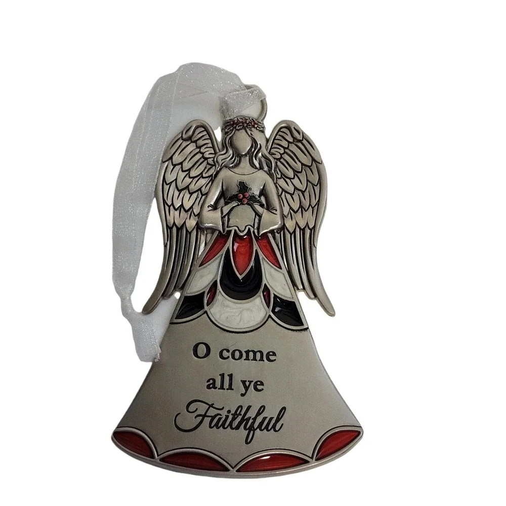 Angel Ornament O Come‎ All Ye Faithful Christmas Holiday Decor Hanging Figurine